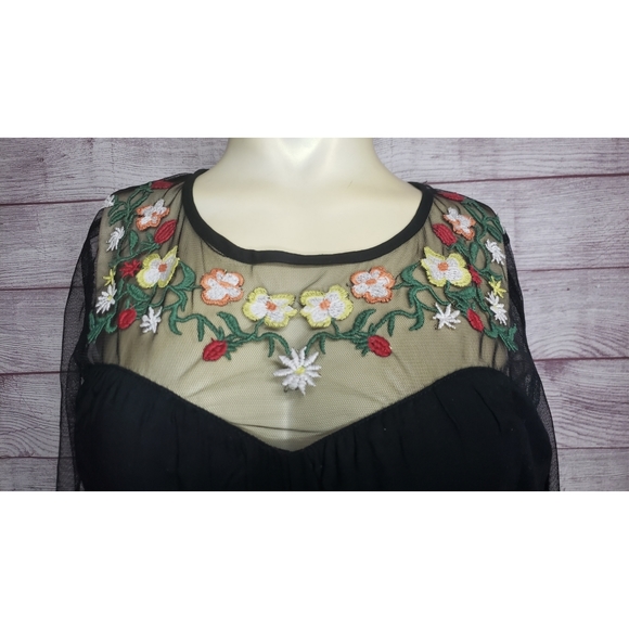 Black mesh floral dress - Picture 2 of 6